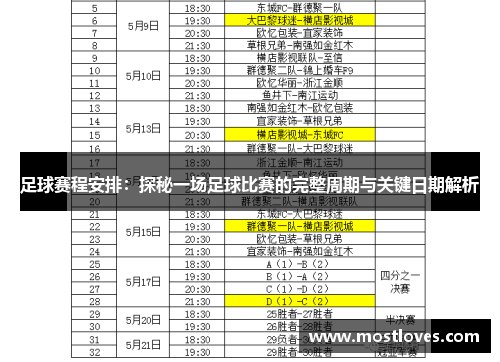 足球赛程安排：探秘一场足球比赛的完整周期与关键日期解析